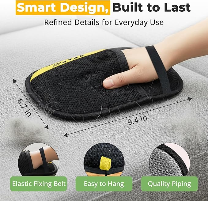 ZARAD Pet Hair Removal Glove for Dogs & Cats – Electrostatic Reusable Dog & Cat Hair Remover Glove | 2-in-1 Pet Grooming Glove & Fur Remover for Furniture (1)