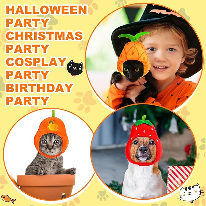 Reginary 10 Pcs Cat Hat Cat Costumes Animal and Fruit Shaped Hat Adjustable Accessory Headwear for Small Dog Puppy Kitten Pet Halloween Christmas Birthday Party Photo Prop (Style B)