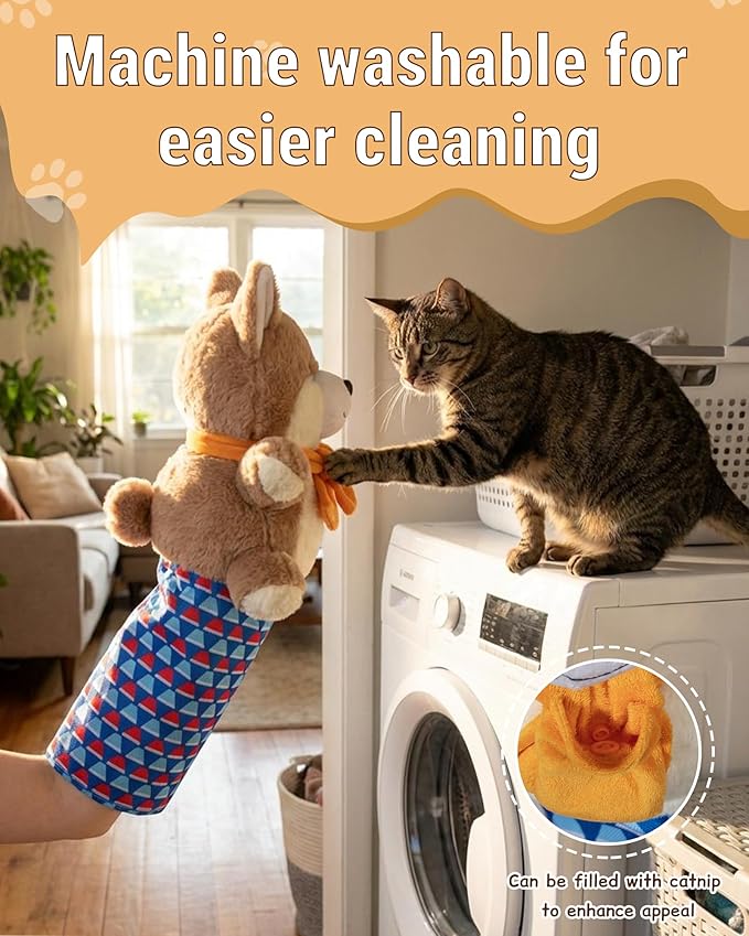 Cat Wrestling Glove Toy | Karate Kitty Puppet with Built-in Catnip - Interactive Karate Kitty Cat Toy Puppet for Safe Play, Exercise & Bonding with Cats