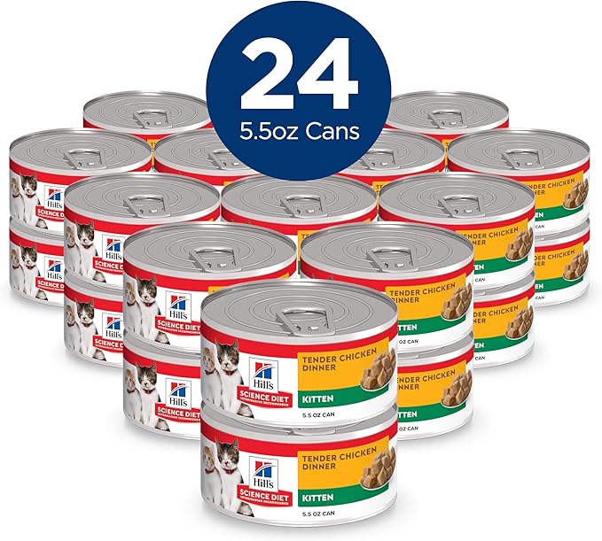 Hill's Science Diet Kitten Wet Cat Food, Chicken, 5.5 oz. Cans, 24-Pack
