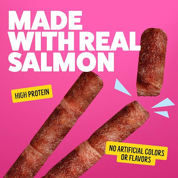Bonkers Nibble Sticks Soft & Meaty Tender Salmon Flavor Cat Treats, 5 Sticks (Pack of 20)