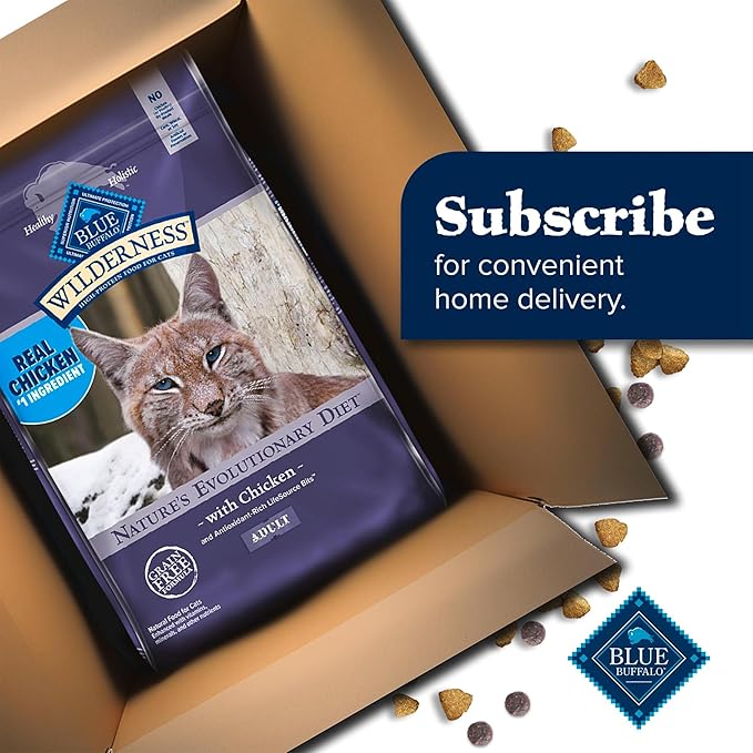Blue Buffalo Wilderness Natural Adult Dry Cat Food, High-Protein and Grain-Free Diet, Supports Healthy Muscle Development and a Healthy Immune System, Chicken, 12-lb. Bag
