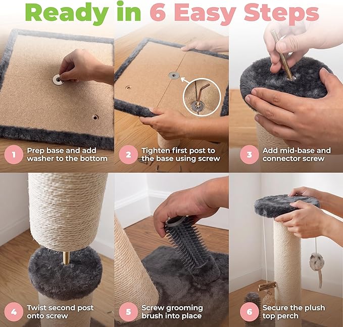 Best Pet Supplies Catify Cat Scratcher, Fun Interactive Scratchers, Posts, Poles, Claw Safe, Furniture Saver Indoor Play Support Natural Cat Behaviors Heavy Duty - Gray, 11.78 x 11.78