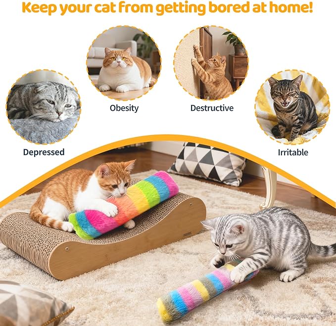 Kerros Cat Toys Pillows 3 Pack, Soft Cat Kitten Toy with Catnip Inside Interactive Toys for Indoor Cats Kittens Self Play, Kick, Swatting, Biting, Hunting, Exercise