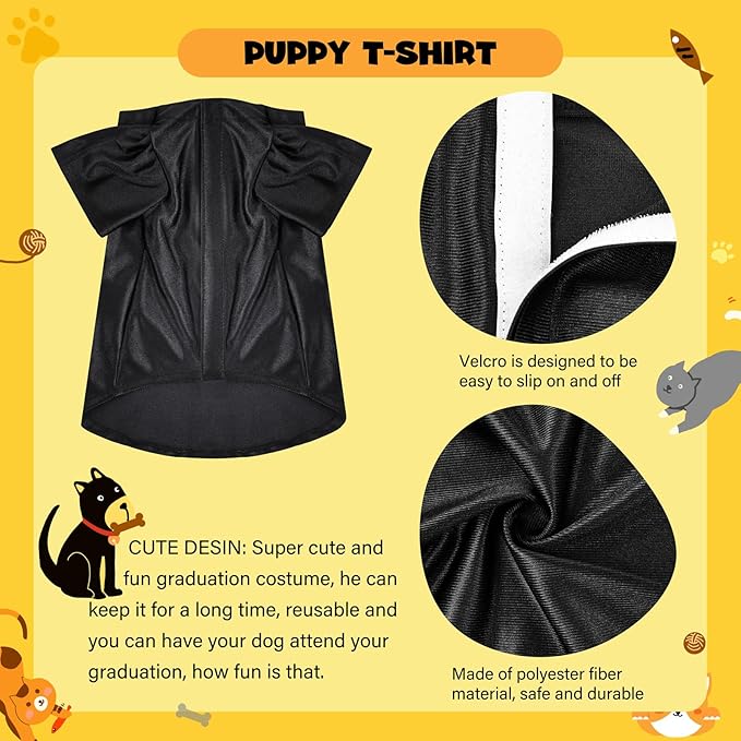 Dog Graduation Cap and Gown, Dogs Cats Graduation Holiday Halloween Costume Accessory(Black,X-Large)