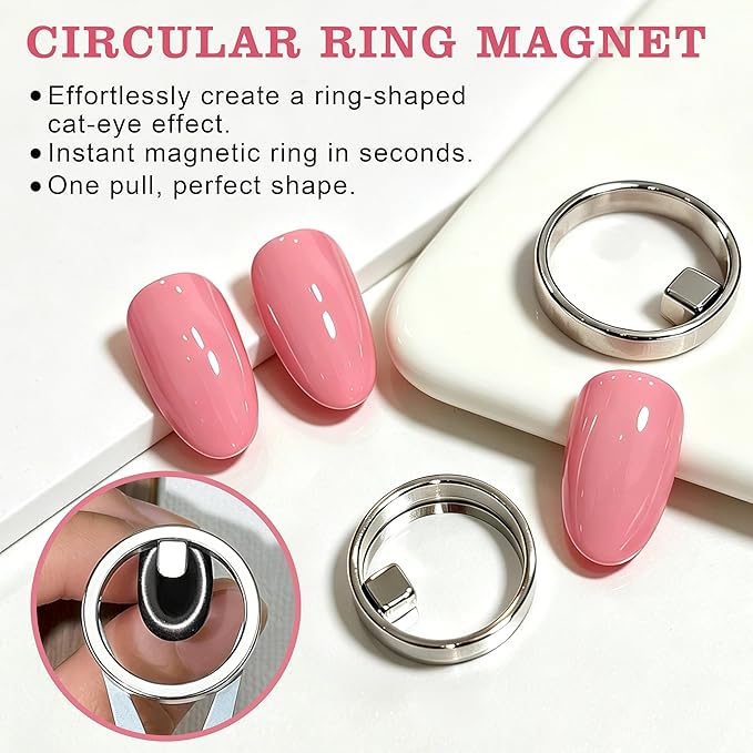 Ring-Shaped Cat Eye Nail Magnet Tool,Hollow Circular Wide Beam & French Y Shape Nail Magnet Set (Wide Beam,Heart,French),Portable Hollow Circular Cat Eye for Home DIY,Beginners & Nail Artists(2 Set)