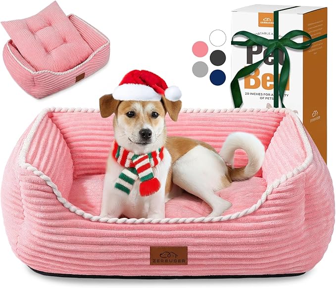 Zerbuger Orthopedic Dog Bed for Large Dogs,Dog Sofa Beds Supportive Foam Pet Couch Bed with Removable Washable Mat and Nonskid Bottom (Large, Pink)