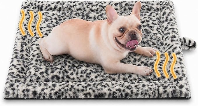 Self Warming Cat Pad for Cats and Dogs, Non Electric Thermal Pet Mat, Washable Soft Sleeping Mat with Non Slip Backing, Indoor & Sheltered Outdoor Use, 30 x 24 in, Black/White