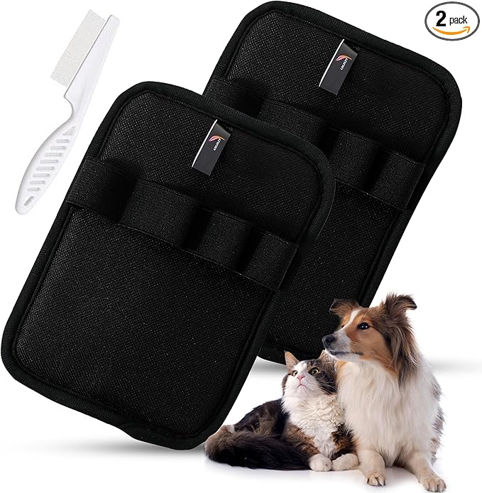 CALMZY 2Pcs Pet Hair Remover Gloves For Dogs & Cats Newly Upgraded four finger electrostatic magic Brush Easy To Use On Bedsheet,Carpet,Cloth,Sofa,couch,Blanket and Multifunctional Grooming Pet Gloves
