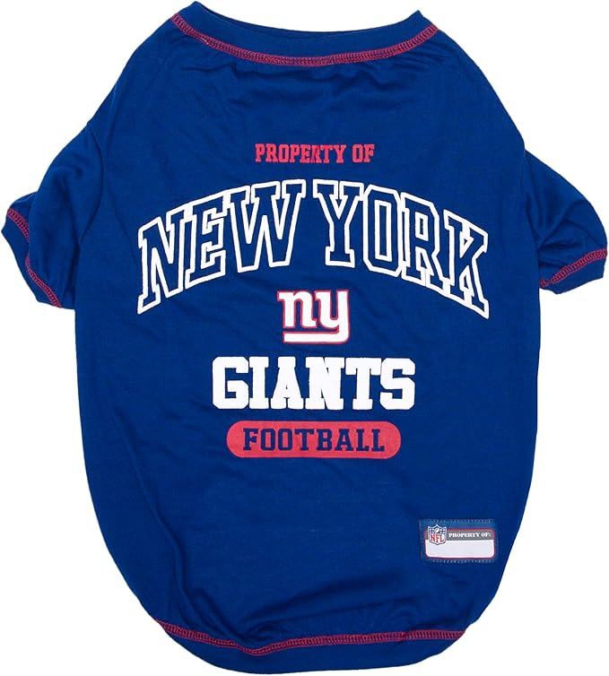 NFL New York Giants Dog T-Shirt for Pets, Size Medium. Officially Licensed Pet Shirt with Team Logo, Soft Stretchable Comfort Fit Apparel for Dogs & Cats