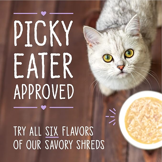 Stella & Chewy's Carnivore Cravings Savory Shreds - Wet Cat Food - High-Moisture Formula with Wild-Caught Tuna & Mackerel - Perfect for Picky Eaters - 2.8 oz, 24 Count
