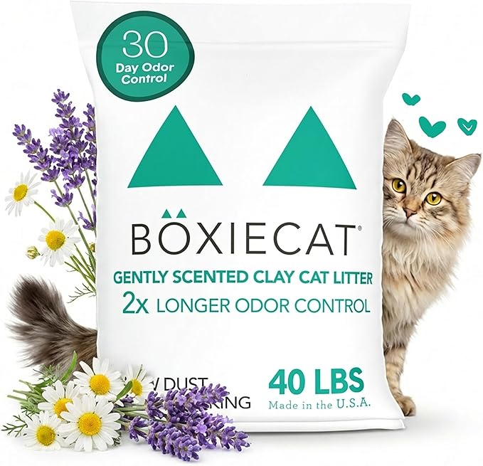 Boxiecat Gently Scented Premium Clumping Clay Cat Litter, 40-Pounds