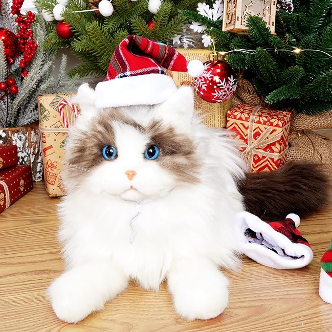 Jmkcoz 6 Pieces Pet Cat Dog Christmas Santa Hat Holiday Party Cute Costumes for Puppy Kitten Christmas Cosplay Dress Up Supplies (Mixed Pattern)