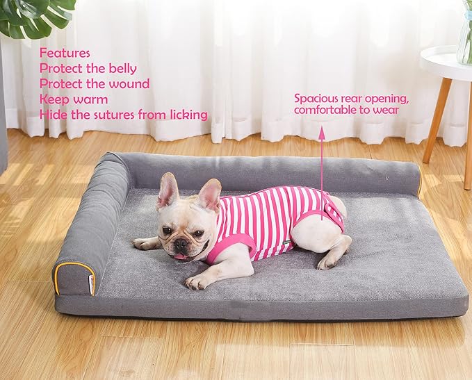 Dog Recovery Suit Post Surgery Shirt,Large Female Spay Wound Protective Suit,Pink XXL