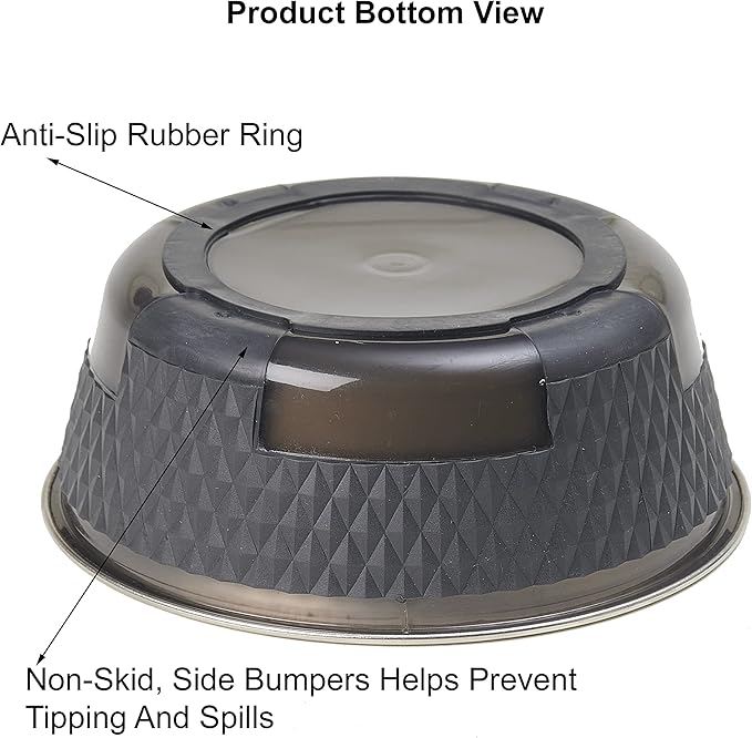 PetRageous 16019 Kona Stainless Steel Non-Slip Dishwasher-Safe Dog Bowl 3.75-Cup 6.75-Inch Diameter 2.5-Inch Tall for Medium and Large Dogs and Cats 30-Ounce, Grey