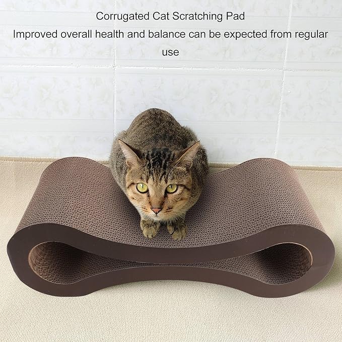 Cat Scratcher Lounge, Corrugated Cardboard Scratch Pad, Extra Thick Ergonomic Design 22.05x8.27x7.09in - Protects Furniture, Reversible Durable Construction, Comfortable Bed for (Coffee)