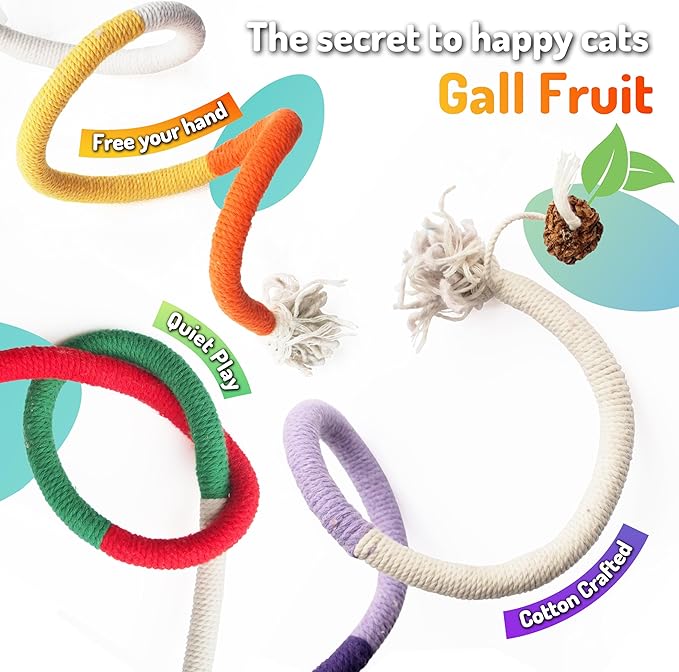 Cat Chew Toys 3PCS Sisal Ropes, Kitten Toys for Indoor Cats Teeth Cleaning Toys for Kitten, Bite Resistant Catnip Toys Interactive Cat Nip Kitty Kicker Toys for All Breeds