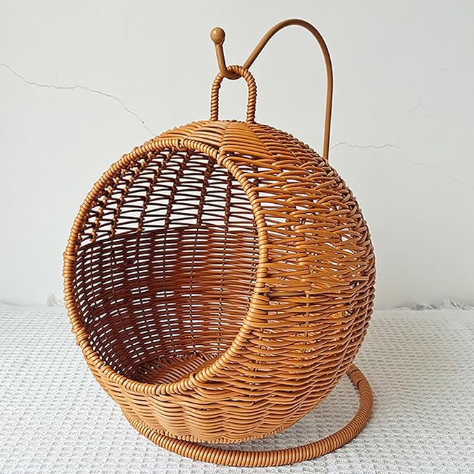 Imitation Rattan Cats Basket Hanging Hammock Bed for Small Space Comfortable Small Cats Nest for Indoor