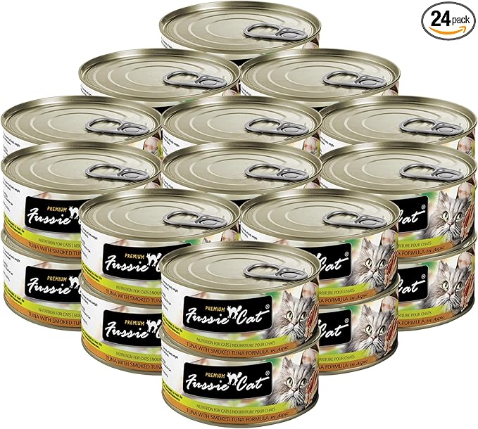 Fussie Cat Premium Tuna With Smoked Tuna In Aspic Grain-Free Wet Cat Food 2.82oz, case of 24
