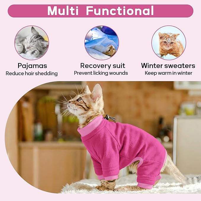 PUMYPOREITY Cat Hair Sticky Shirt – Breathable & Lightweight, Reduces Shedding Fur Pajamas, Prevents Licking Wounds After Surgery, Pink, M