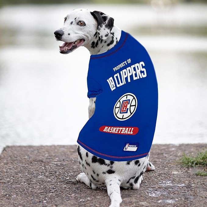 Pets First Cute Dog T-Shirt, X-Small - NBA Los Angeles Clippers Dog & Cat Shirt with Basketbal Team Logo. A Comfortable & Fashionable Yet Durable Pet Outfit, Blue (LAC-4014-XS)