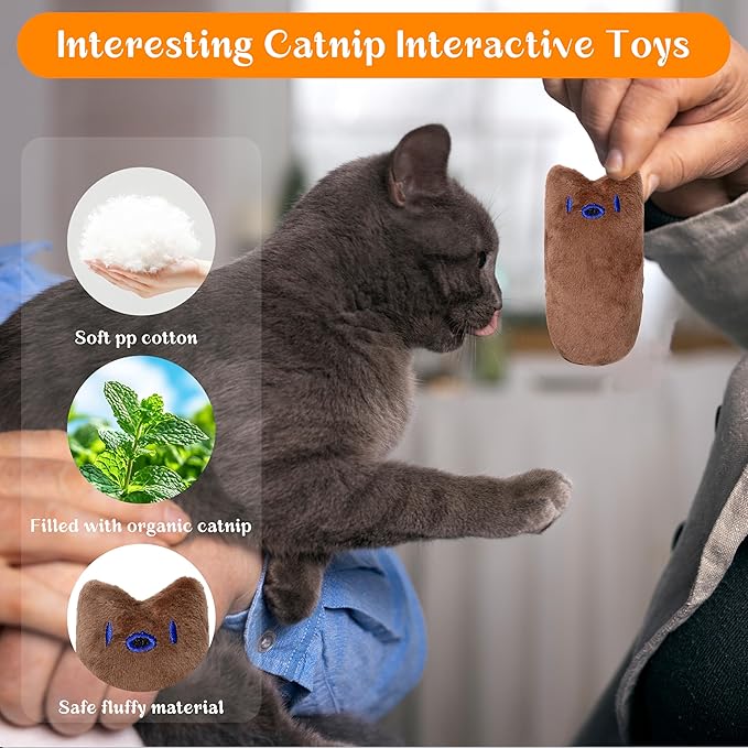 Seyezo Cat Toys for Indoor Cats, 5Ps Cats Fetch Toys, Fluffy Toys for Playing, Interactive Kitten Toys, Kitty Chew Teething Toys, Cat Chew Toy for Kittens (Multi Color, 5 Pack)