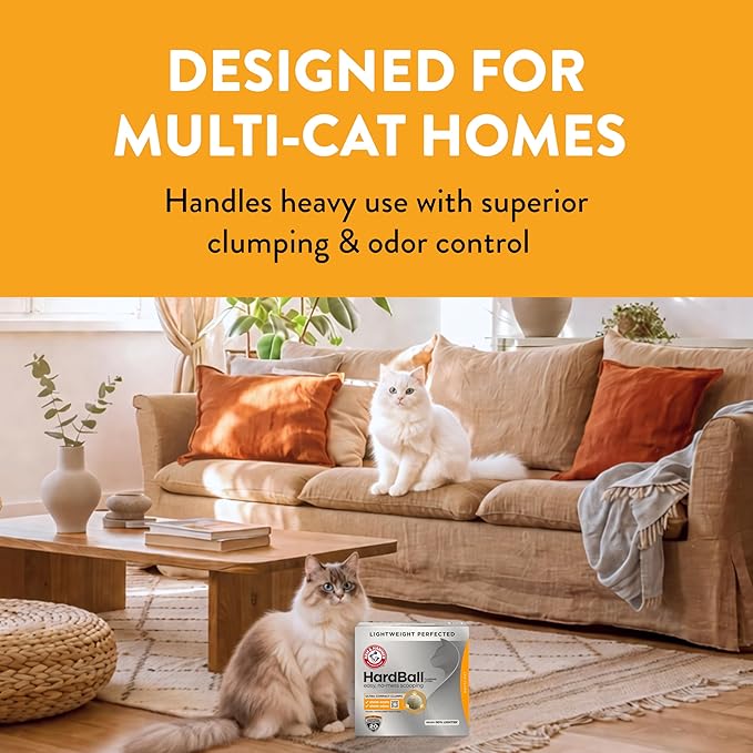 ARM & HAMMER Hardball Lightweight Platinum Multi-Cat Clumping Cat Litter Odor Control, Easy No-Mess Scooping, Garden Bloom Scent, 8.5 Lbs.
