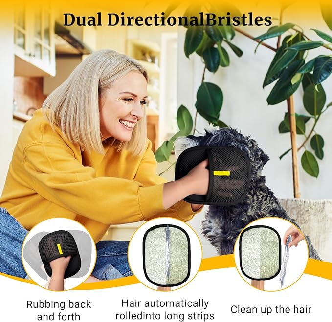 3PCS Pet Hair Removal Glove for Dogs & Cats, 2026-Upgraded Reusable Electrostatic Pet Hair Remover Glove, Magical Brush Pet Hair Mitt for Couch, Carpet, Furniture, Car Seat, Dog & Cat Grooming Gloves