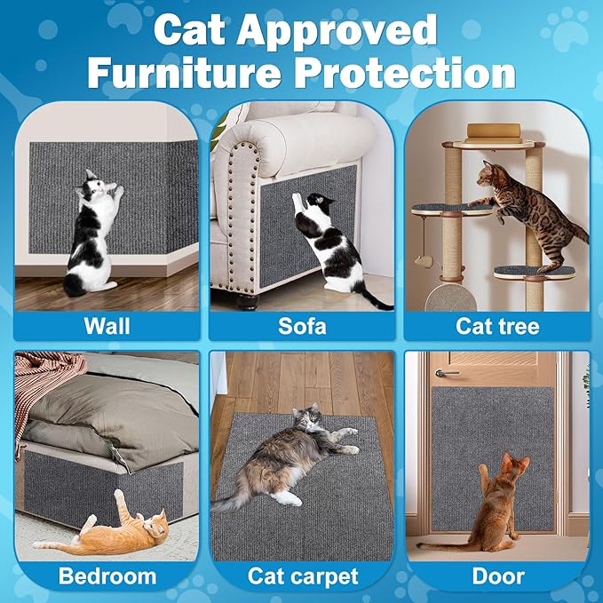 ENONCI Cat Carpet Protector 47.2"x15.8", Wall Corner Cat Scratcher Pad for Indoor,Trimmable Self-Adhesive Cat Scratching Mat Furniture Protector for Couch Sofas Door