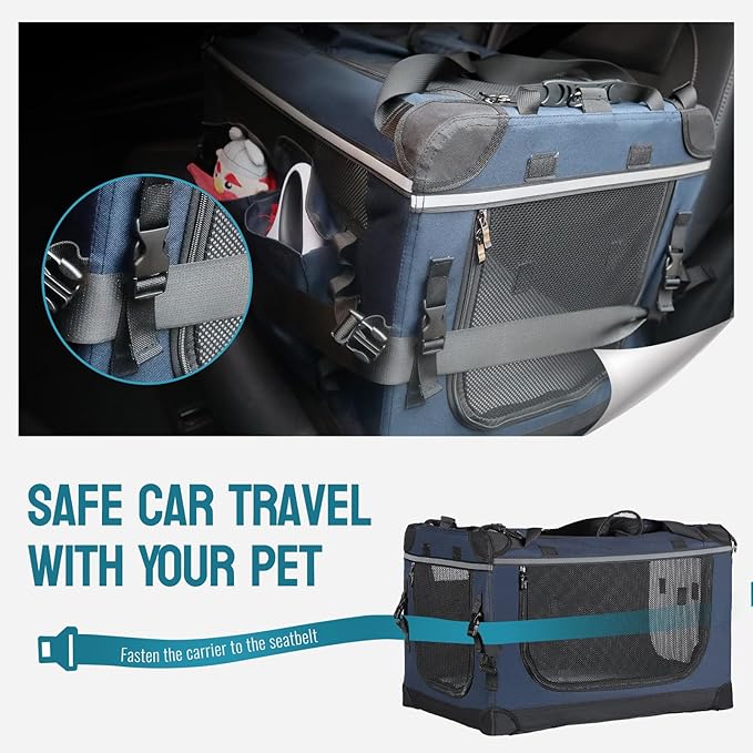 PEGIC 24‑inch Rolling Cat Carrier with Pull Strap: Spacious Travel Solution for Large Cats & Two Kittens, Reinforced Non‑Sagging Base for Car Rides & Vet Visits