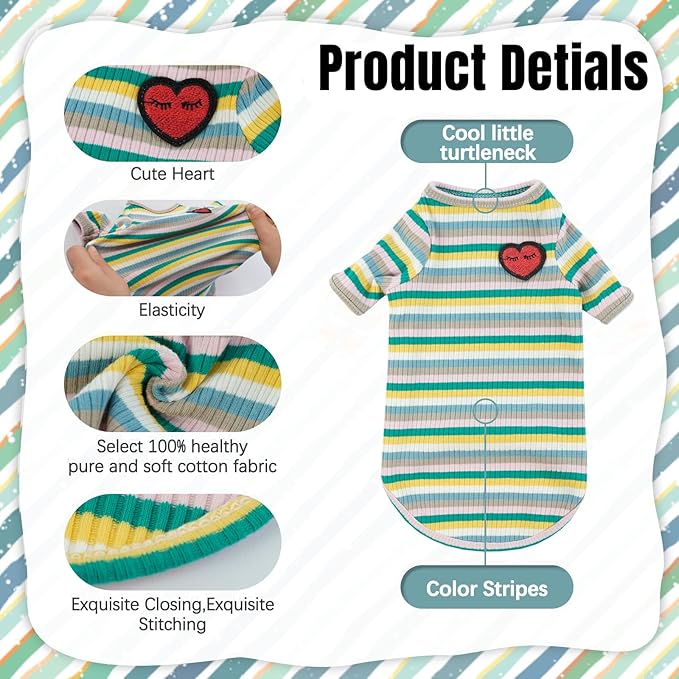 DENTRUN Hairless Cats Shirt Breathable Cat Daily Wear Clothes Stripe Vest Adorable Pajamas Jumpsuit Soft & Skin-Friendly