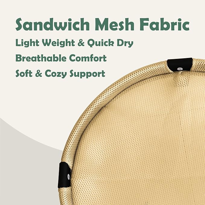 Elevated Cat Hammock Bed, Breathable Mesh Raised Cat Lounger, Removable Washable Mesh(Cream)
