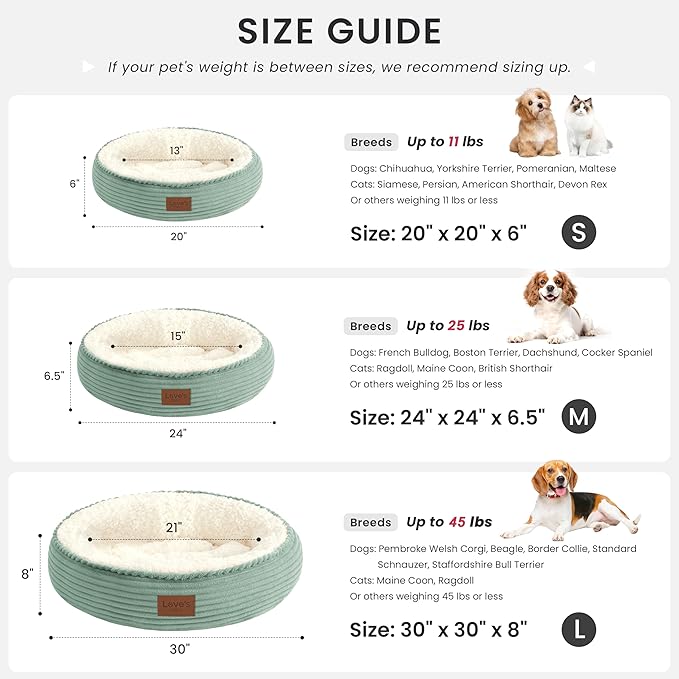 Love's cabin Round Donut Cat and Dog Cushion Bed, 30in Pet Bed for Medium or Large Dogs, Anti-Slip & Water-Resistant Bottom, Soft Durable Fabric Pet Beds, Washable Calming Cat Bed, Apple Green