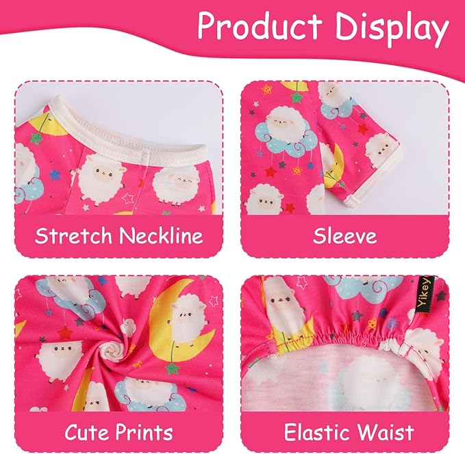 Dog Pajamas Small Sized Boy Girl, Cotton Stretchable Pet Clothes Jammies Puppy Outfits for Dogs Female Male, Spring Summer Doggie Doggy Pjs (Pink Moon, S)