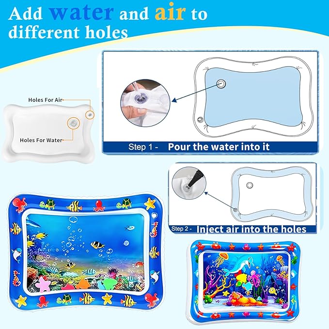 2 Pack Upgraded 0.8MM Thickened Cat Water Mat with Fish, Interactive Cat Toy for Indoor Cats to Exercise, Cooling & Heating Water Bed Sensory Play Mat for Bored Adult Kitten Cats to Hunting