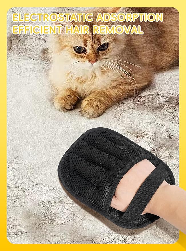 Pet Hair Removal Glove, Upgraded Efficient Reusable Electrostatic Hair Remover Tool, Washable Pets Grooming Gloves Magic Brush for Cats Dogs Sofa Coach Furniture Laundry
