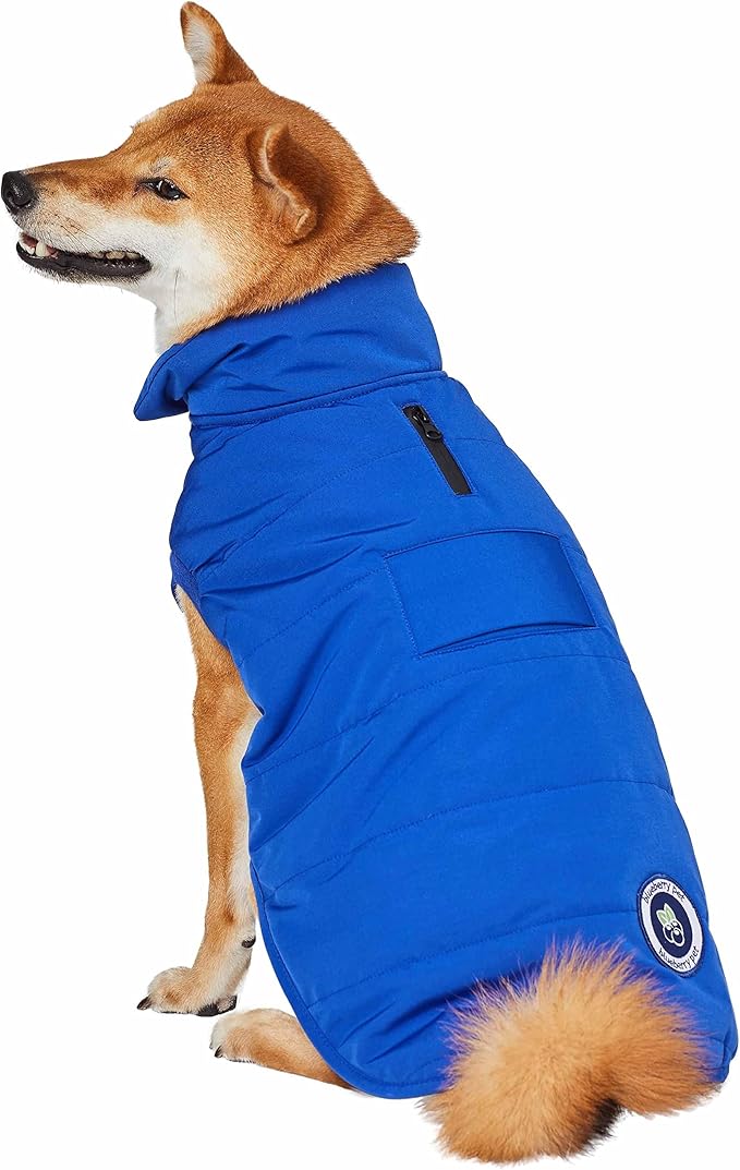 Blueberry Pet Waterproof Windproof Quilted Dog Puffer Jacket – Cozy Navy Blue Winter Coat for Small Dogs, Size 10"
