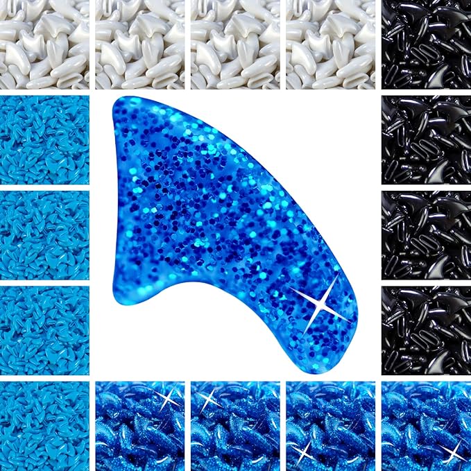 zetpo 80 pcs Cat Claw Covers | Cat Nail Caps | with Adhesives and Applicators (M, White, Black, Blue Glitter, Sky Blue)