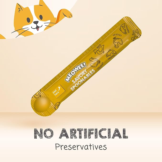 MEOWEE! Savory Spoonables Variety Pack, 12 Count Tube, Triple Flavor Squeezable Lickable Wet Treats for Cats with Built-in Spoon for Less Mess (Pack of 2)