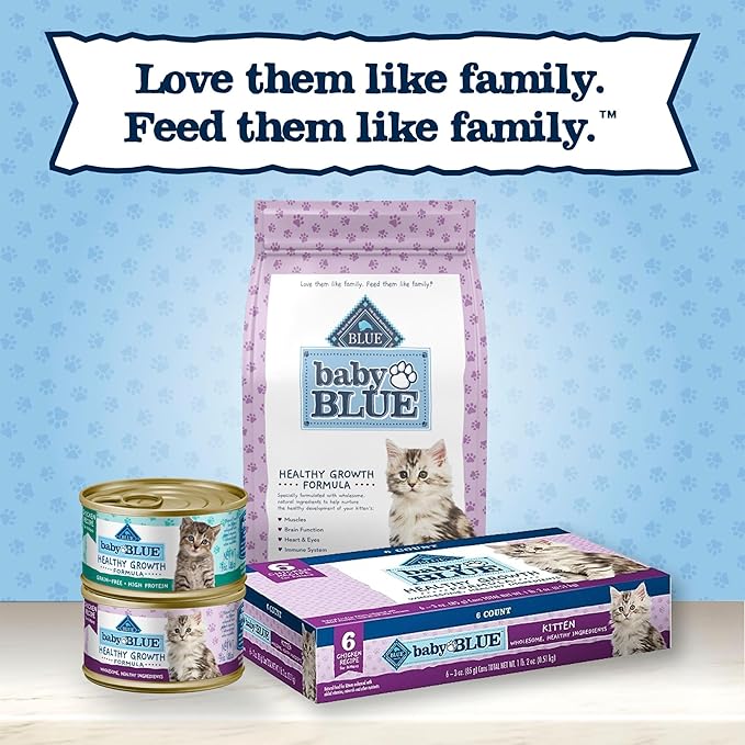 Blue Buffalo Baby Blue Natural Kitten Wet Cat Food,Healthy Growth Formula with DHA,Chicken Recipe Multi-Pack,3-oz Cans,(Pack of 48)