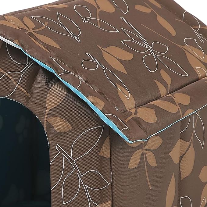 Outdoor Cats Warm House, Waterproof Washable Winter Warm Pet Supplies Furniture Bed Cave Foldable Stray Cats Shelter Pet House Kennel Square S Brown