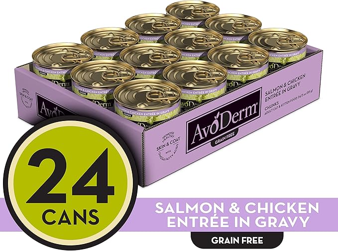 AvoDerm Natural Grain Free Salmon & Chicken Entrée in Gravy Wet Cat Food 3 oz