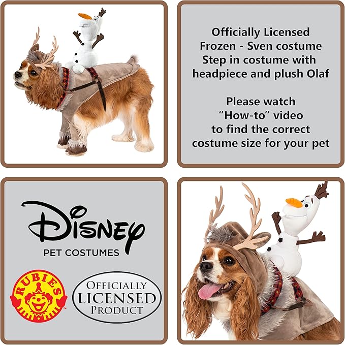 Disney Frozen: Sven Pet Costume for For Dogs or Cats by Rubies, XL