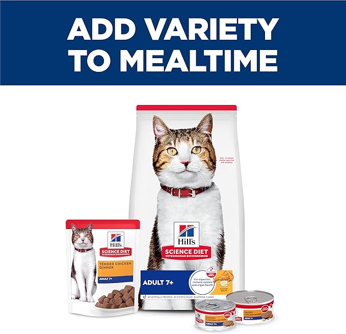 Hill's Science Diet Adult 7+ Wet Cat Food, Chicken Stew, 5.5 oz. Cans, 24-Pack