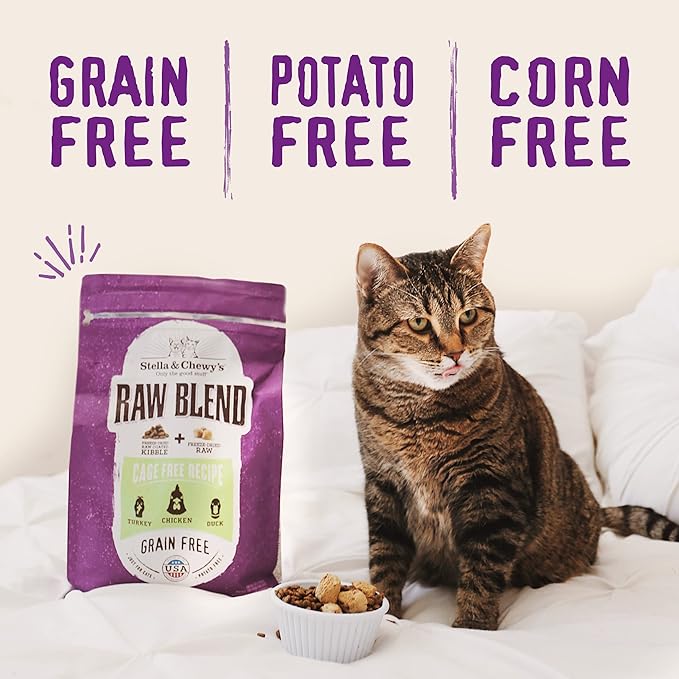 Stella & Chewy's Raw Blend Premium Kibble Cat Food – Grain Free, Protein Rich Meals – Cage-Free Poultry Recipe – 10 lb. Bag