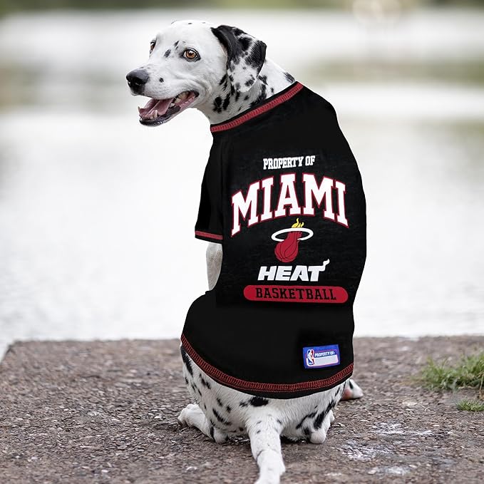 Pets First NBA Licensed Hoodies & T-shirt for Dogs & Cats, Miami Heat, Medium