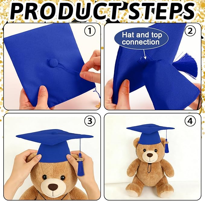 JULMELON Pet Graduation Caps with 2026 Blue Tassels, Dog and Cats Graduation Blue Hats Adjustable Mini Graduation Caps for AKC Graduation Photo Props Holiday Costume Accessories