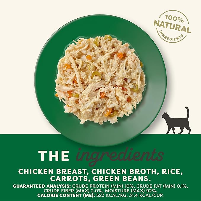 Applaws Natural Wet Cat Food in Broth, Limited and Natural Ingredients, High Protein with No Artificial Additives, Chicken, Carrots & Green Beans in Broth (10 x 2.12 oz Easy-Open Cups)