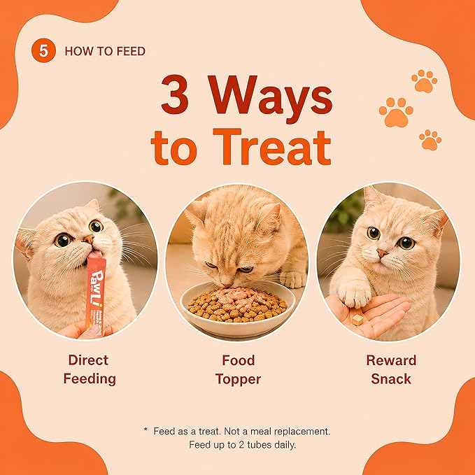 PAWLI Bone & Joint Lickable Cat Treats, Squeeze Cat Treats with Glucosamine for Joint Support & Mobility, Cat Treats for Joint Health, Grain-Free, 7 Count (3.5 oz Total)