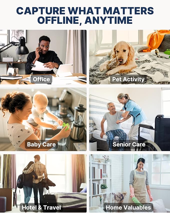 Premium Plug-in Dome Cam, 1080p Full HD Always-On, Motion Detection, No WiFi Needed, Easy Setup, Indoor Cam for Home & Pet Nanny Use